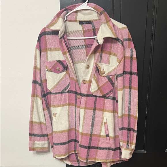 Funkitribe Jackets & Blazers - Plaid Pink and Cream Women's Jacket
